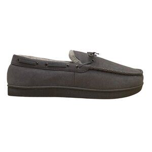 Club Room Men’s Gray Faux-Suede & Faux-Fur Lining Moccasin Slippers Size 10-11